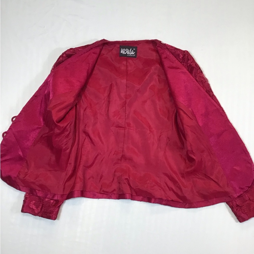 80s Vintage Ursula Womens Lace Blazer Size M/L Rose Floral Jacket Coquette Fairy - Picture 15 of 16